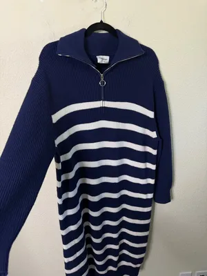 Anthropologie Callahan Cara Striped Dress Navy Blue Womens Size‎ XL thumbnail 5