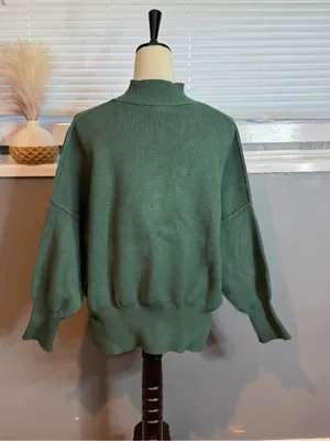 Altar’d State Oversized Mock Neck Sweater Green Slouchy Knit Small thumbnail 4