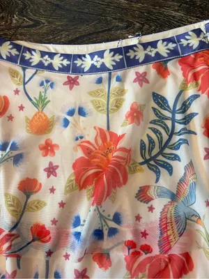 Farm Rio X Anthropologie Tiered Midi Skirt Women Small Cream Tropical Floral NWT thumbnail 7