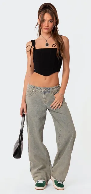 Edikted Low-Rise Baggy Jeans thumbnail 1