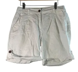 Eileen Fisher Shorts 2 White 100% Organic‎ Linen Pleated High Waist Coastal Luxe thumbnail 1