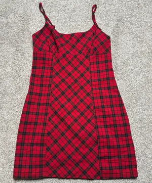 Wild Fable Red plaid mini dress with spaghetti straps thumbnail 1