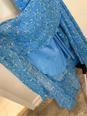 April Cornell Blue Floral Rayon Wrap Maxi Dress XXS Ruffle Hem Boho NWOT thumbnail 4