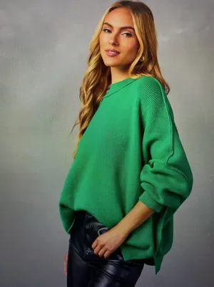 Vici Green Crew Neck Sweater thumbnail 4