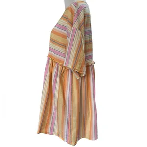 SHEIN Striped Babydoll Dress Medium Oversized Boho Summer Dress thumbnail 2