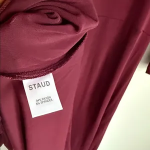 STAUD Portobella Side Ruch Midi Sheath Dress In Merlot Large thumbnail 10