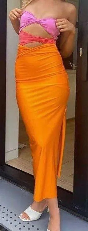 Amazon Orange and Pink Tie Dress thumbnail 1