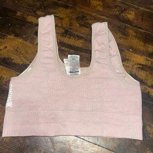 Gymshark ribbed button pink XS athletic sports bra thumbnail 2