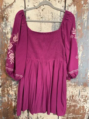 Savanna Jane Embroidered Floral Mini Dress, Purple, size Large thumbnail 5