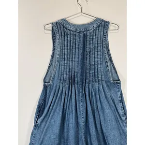 Free People Womens Romper Blue Webster Denim V Neck Relaxed Pleated Jean Medium thumbnail 9