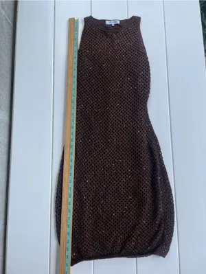 The Noli Shop Seraphina Brown Espresso Crochet Sleeveless Dress, Size S thumbnail 10