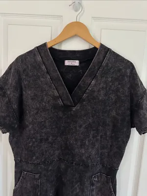 Zenana Black Mineral Wash V-Neck Jumpsuit thumbnail 3