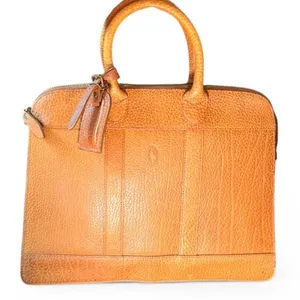 Vintage Polo Ralph Lauren Pebbled Leather Briefcase Business Bag Tan Brown 13.5” thumbnail 1
