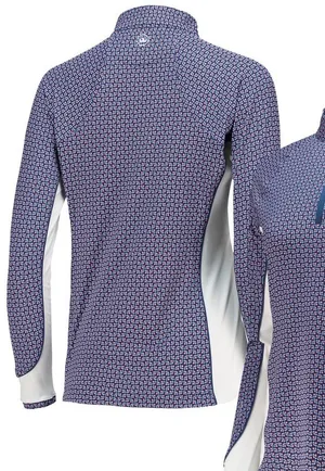 Peter Millar the players sun Navy and White Printed Quarter-Zip Long-Sleeve Top thumbnail 1
