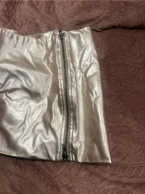 Shimmery Silver Mini Skirt with Side Zip Size XS thumbnail 2