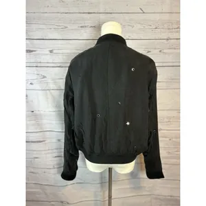 Rails Ace Studded Bomber Jacket Black Size M Star Detail, Zip Front, Flaws thumbnail 4