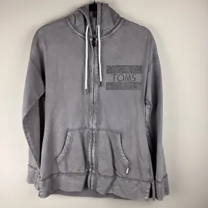 TOMS Women's Large ZIP-UP HOODIE Gray 100% Cotton Longer‎ Length thumbnail 12