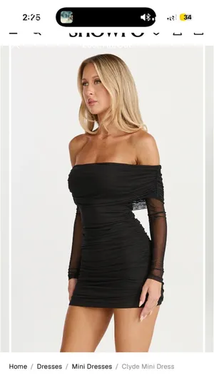 Showpo NWT Black mini dress with long sleeves size 16 thumbnail 4