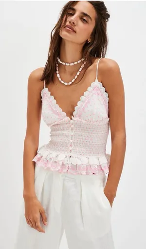 Free people love letter tank pink medium $128 NWT thumbnail 1