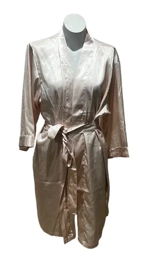 Luxury Silky Satin 'Mother of the Bride' Robe Pink L/XL 3/4 Sleeve Tie Closure thumbnail 1