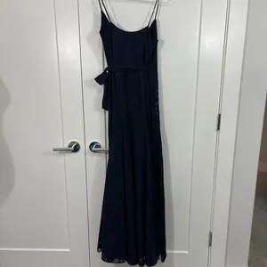 Anthropologie Hutch XS Navy Blue Alden Wrap Lace Floral Maxi Dress thumbnail 12