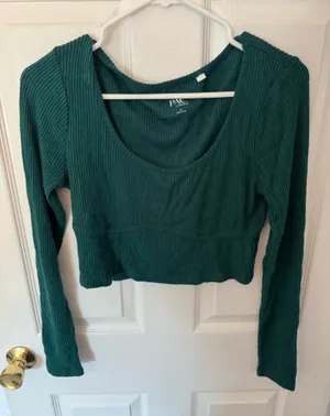 Green PacSun Cropped Long Sleeve Top thumbnail 1
