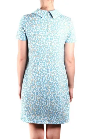 Tyler Boë Animal Print Collared Kristen Dress Cream Blue Tan thumbnail 2