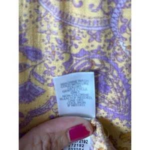 J.Jill Tiered Paisley Midi Dress Yellow Lavender‎ Boho Prairie Cottagecore MP thumbnail 7