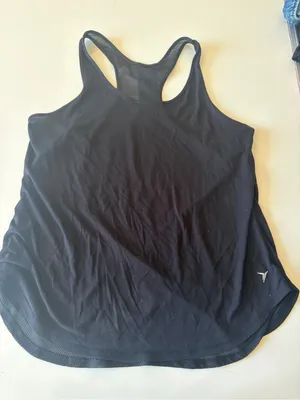 OLD NAVY Active Black Racer back Tank Top mesh detail Shirt Women Size Large thumbnail 1