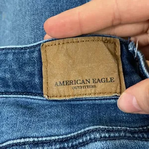 American Eagle distressed exposed zipper super hi-rise jegging crop jeans sz 4 thumbnail 10