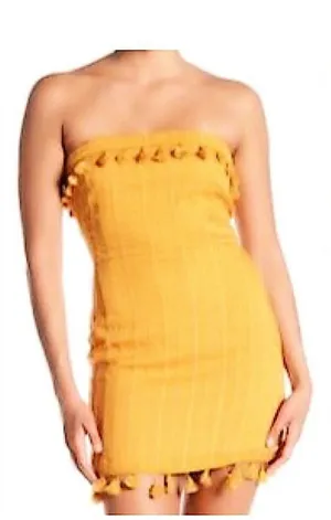 Honey punch gold strapless mini dress with tassels. New with tags thumbnail 1