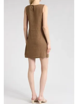 WeWoreWhat Stripe Linen Blend A-Line Muscle Mini Dress Brown NWT XS thumbnail 4