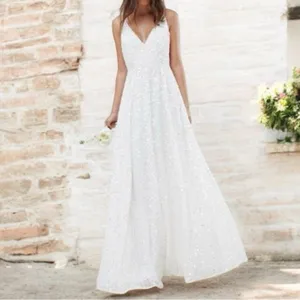 NWT ASOS Ivory Sequined Beaded Josie Backless Cami Maxi Wedding Dress Size 6 NEW thumbnail 16