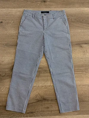 Liverpool Jeans Company Women’s 6/28 Blue Gingham Check Ankle Pants Stretch thumbnail 1