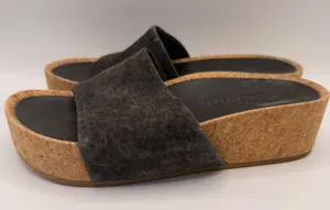 Veronica Beard Dresdyn Grey Suede Leopard Cork Platform Slide Sandals 7M thumbnail 1