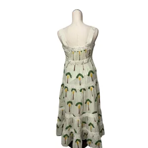 NWOT Calypso St. Barth Stunning Boho Maxi Dress with Tree Print & Lace Details M thumbnail 5
