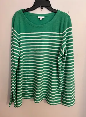 J. Jill Green and White‎ Striped Long-Sleeve Top thumbnail 1