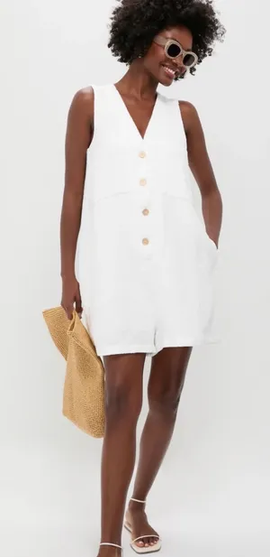 Tuckernuck white Myla textured romper size large‎ thumbnail 1