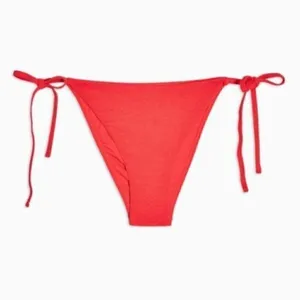 Topshop Women's Size 10 Red Crinkle High Rise Tie Bikini Bottoms‎ Stretch thumbnail 3