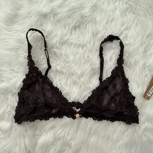 Skims Stretch Lace Triangle Bralette Espresso Size XL thumbnail 2