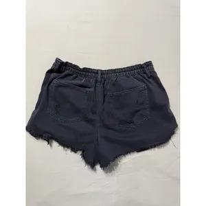 Aerie Black Distressed Denim Shorts Elastic Back Waist Frayed Hem Medium E18 thumbnail 9