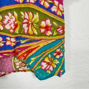 Haute Hippie Pink Blue Tropical Floral Print Blouse Womens XL Beachy Vacation thumbnail 7