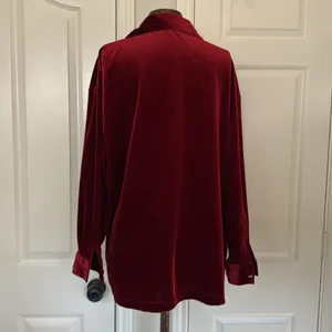 Vintage Y2K velvet beaded button down shirt Red Size XL thumbnail 7