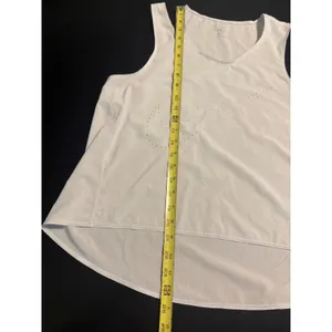Nike Dri-FIT Womens Tank Top Medium Gray Perforated Swoosh High Low Hem Athletic thumbnail 3