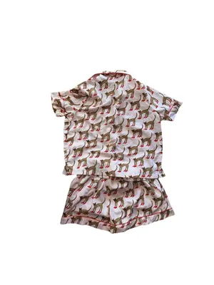 Bouffants & Broken Hearts Pajama Set Womens Small Pink Cheetah in Heels thumbnail 5