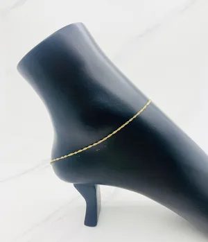 ❤️ 10k Gold Ankle Bracelet ❤️ Singapore Dainty Feminine Bracelet ❤️ Anklet 10” thumbnail 2