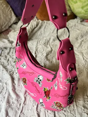 Ed Hardy Pink Floral & Skull Shoulder Bag thumbnail 6