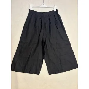 Anthropologie Pleated Culotte Trousers Black 100% Linen Wide Leg Cropped NWT Med thumbnail 2