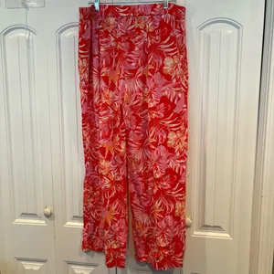 Marc New York Pink And Red Floral Linen Blend Pants Size‎ XL thumbnail 2