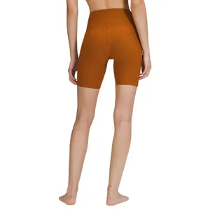 Lululemon Ribbed High-Rise Yoga Short 8" Butternut Brown Size 6 Biker Cycle Run thumbnail 2